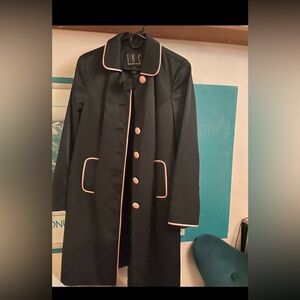 Black and pink collared overcoat